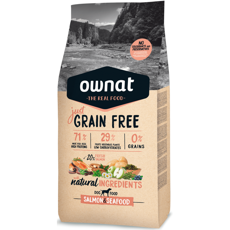 OWNAT JUST GRAIN FREE SALMÓN Y MARISCOS PIENSO PARA PERROS 14 kg