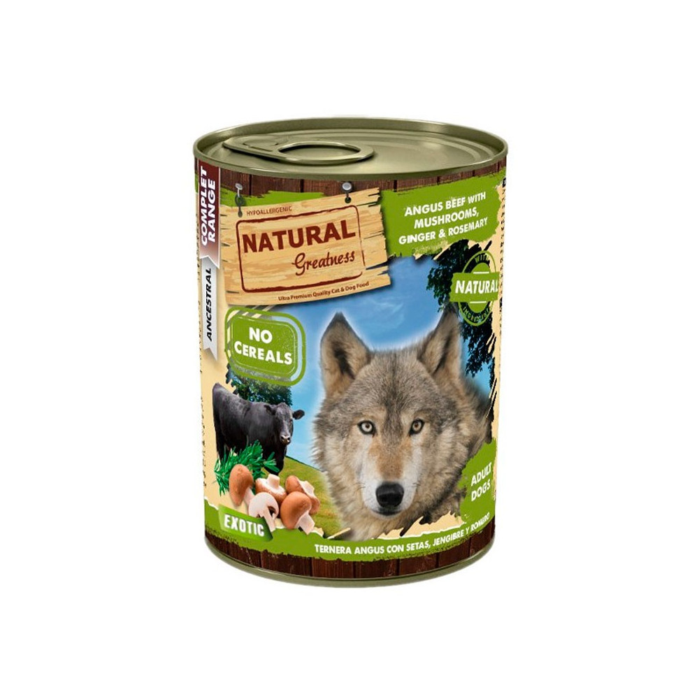 Natural Greatness Lata Ternera Angus con Setas, Jengibre y Romero
