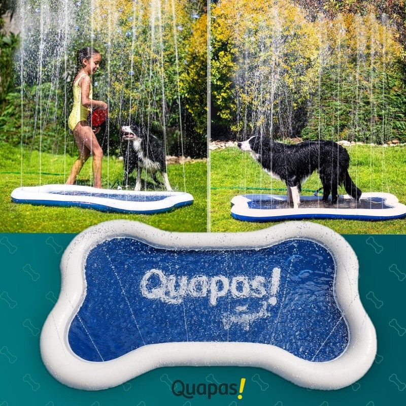 Piscina con chorros en forma de hueso para perros 140 x 90 cm