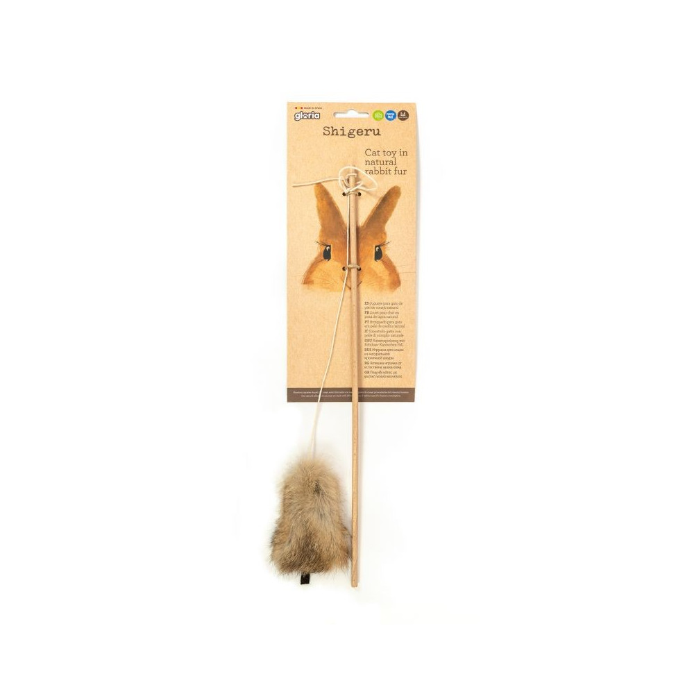 Gloria Shigeru Caña con Pata de pelo Natural de Conejo para Gatos