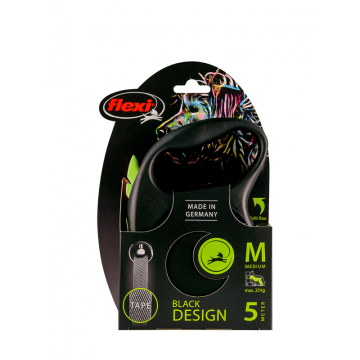 Flexi Correa Extensible Black Design Azul Cinta 5m