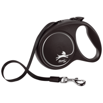 Flexi Correa Extensible Black Design Plateado Cinta 5m
