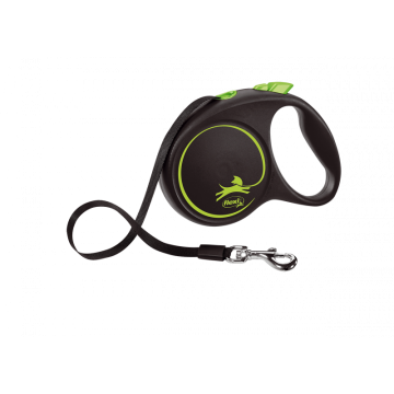 Flexi Correa Extensible Black Design Verde Cinta 5m