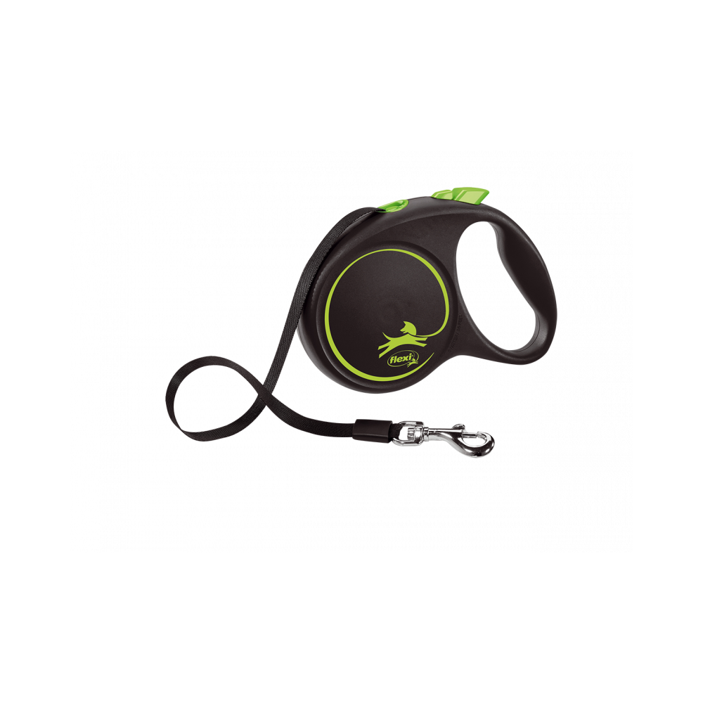 Flexi Correa Extensible Black Design Verde Cinta 5m