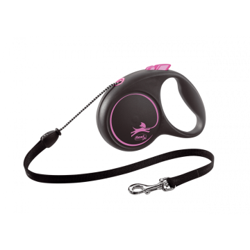 Flexi Correa Extensible de Cordón Black Design Rosa