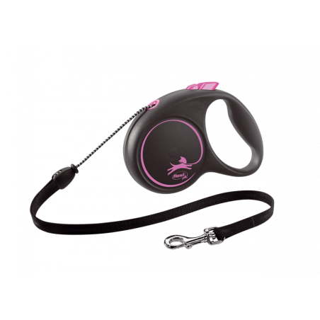 Flexi Correa Extensible de Cordón Black Design Rosa