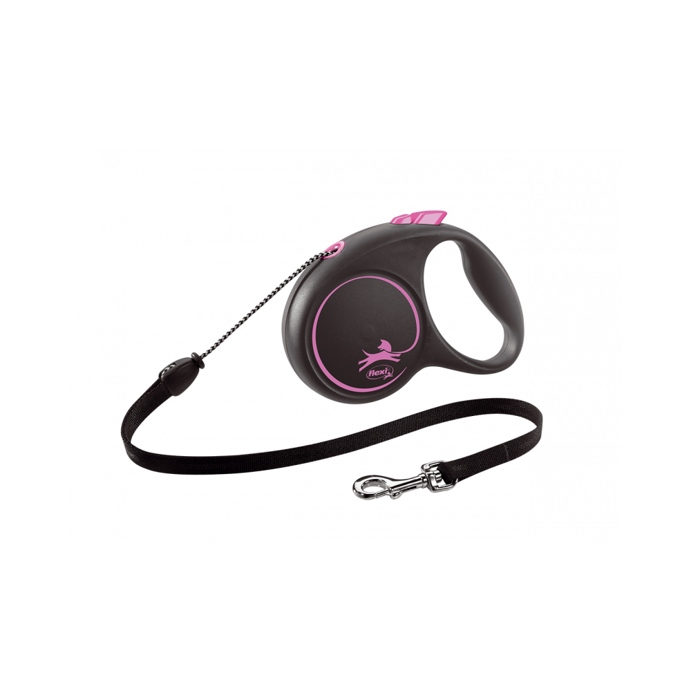 Flexi Correa Extensible de Cordón Black Design Rosa