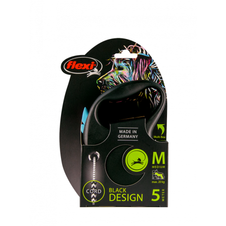 Flexi Correa Extensible de Cordón Black Design Azul