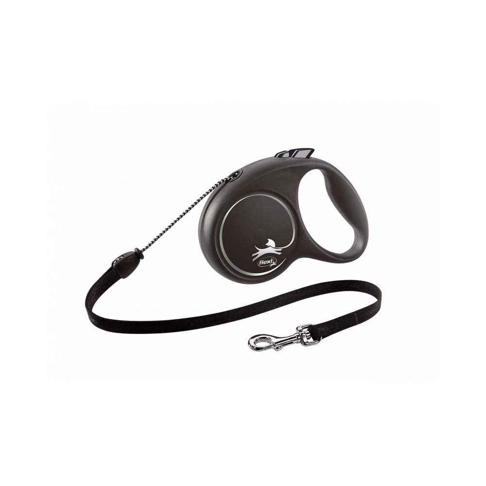Flexi Correa Extensible de Cordón Black Design Plata