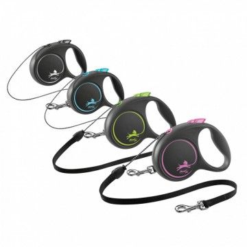 Flexi Correa Extensible de Cordón Black Design Plata