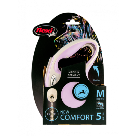 Flexi Correa Extensible de Cordón New Confort Rosa