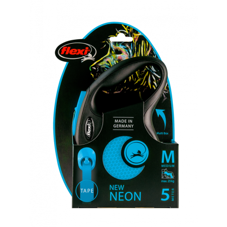 Flexi Correa Extensible Reflectnte de Cinta New Neón Azul