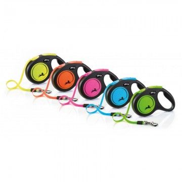 Flexi Correa Extensible Reflectante de Cinta New Neón Rosa