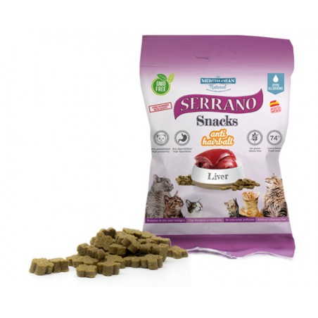Mediterranean Serrano Snacks Gato Anti Hairball 50gr Hígado