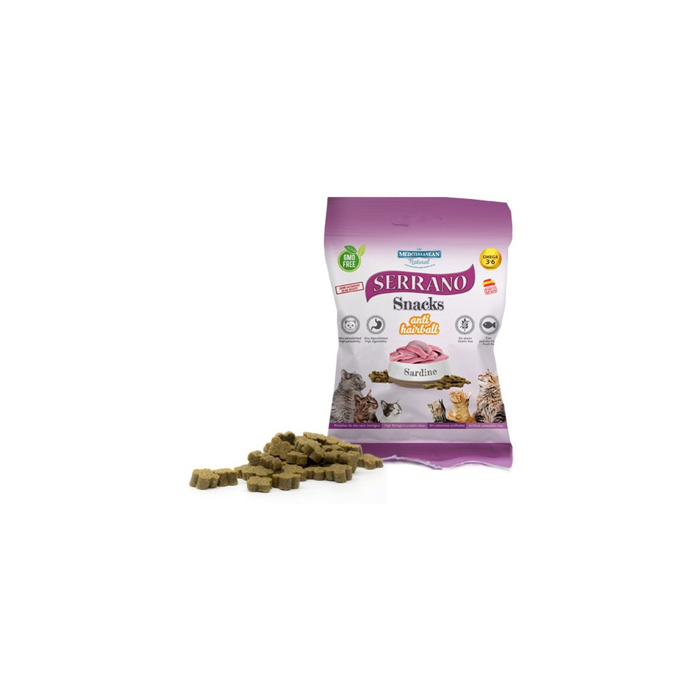 Mediterranean Serrano Snacks Gato Anti Hairball 50gr Sardina