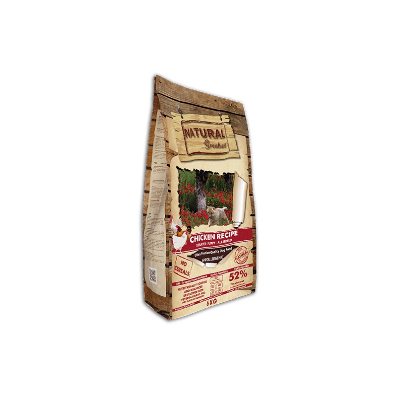 Pienso Natural Greatness para cachorros de pollo PESO 6 Kg