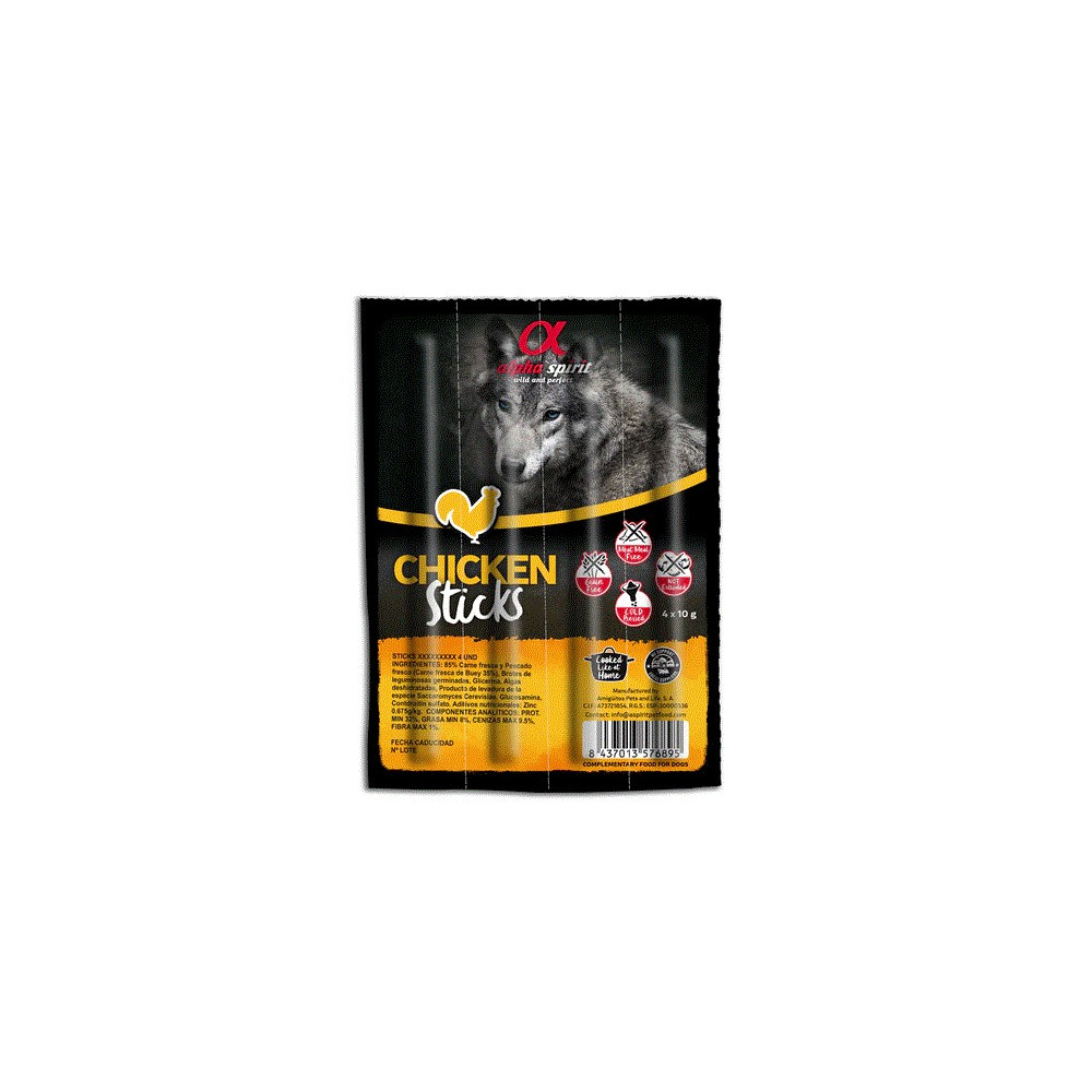 Alpha Spirit Ristra de Barritas para Perros 4 unid. sabor pollo