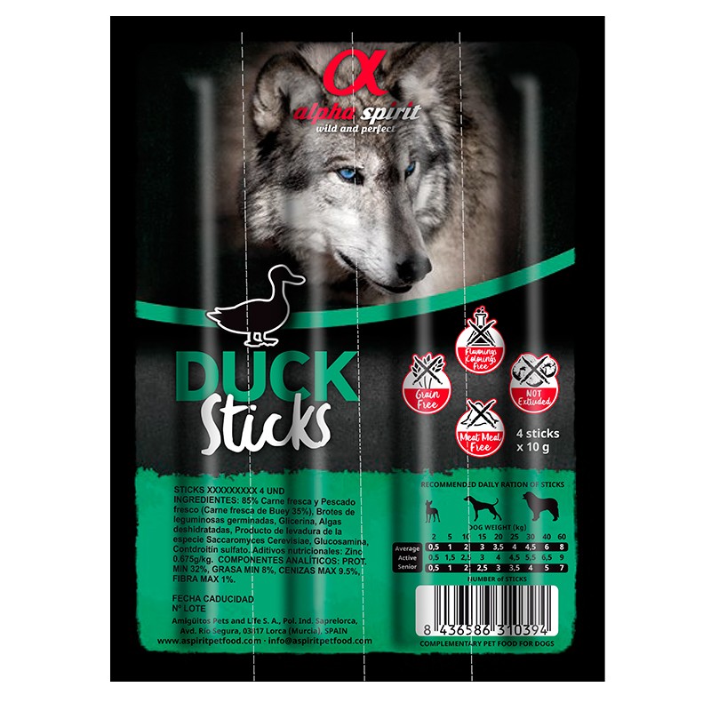 Ristra de barritas Alpha Spirit de Pavo para perros 4x10 gr