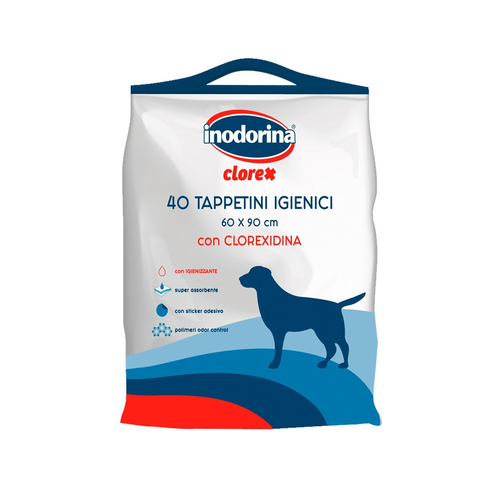 Inodorina Clorex. Empapadores Clorhexidina para Perros 60x90cm. 40 und.