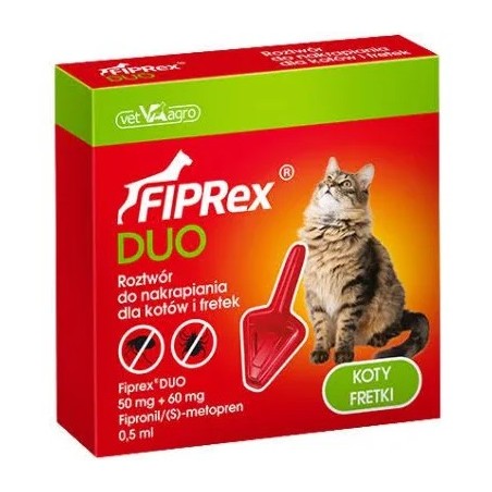 Fiprex Duo Pipeta Antiparasitaria para Gatos y Hurones