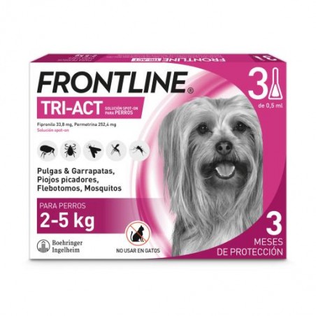Frontline Tri-Act Solucion Spot-On para Perros caja con 3 pipetas 2-5kg