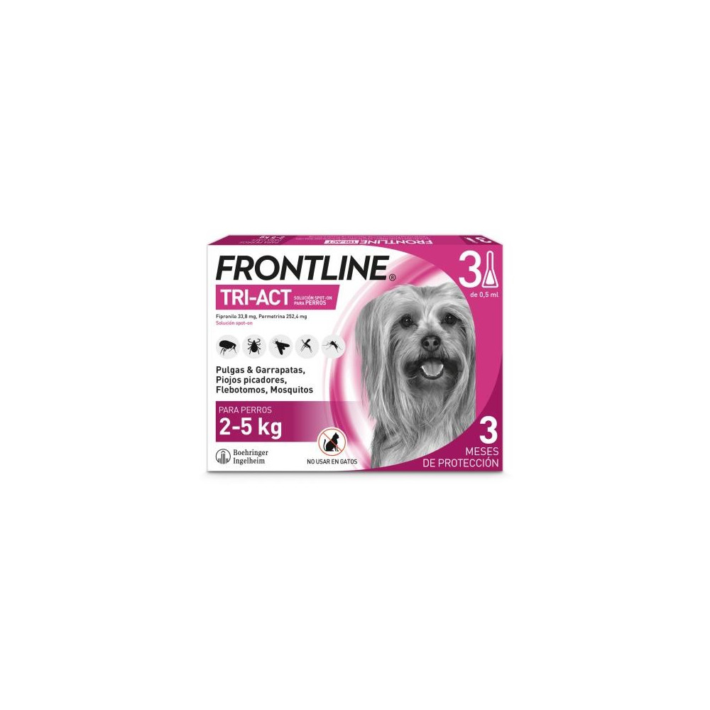 Frontline Tri-Act Solucion Spot-On para Perros caja con 3 pipetas 2-5kg