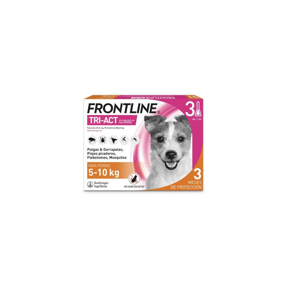 Frontline Tri-Act Solucion Spot-On para Perros caja con 3 pipetas  5-10kg