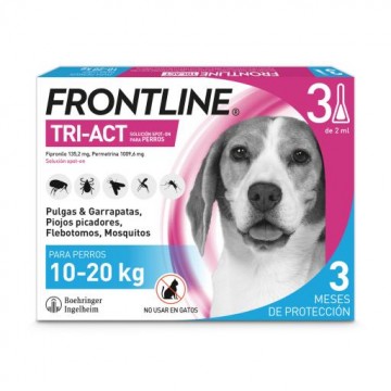 Frontline Tri-Act Solucion Spot-On para Perros caja con 3 pipetas 10-20kg