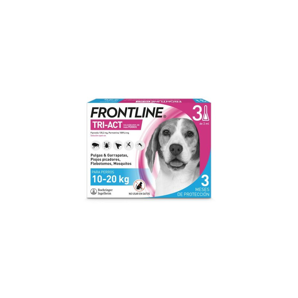 Frontline Tri-Act Solucion Spot-On para Perros caja con 3 pipetas 10-20kg
