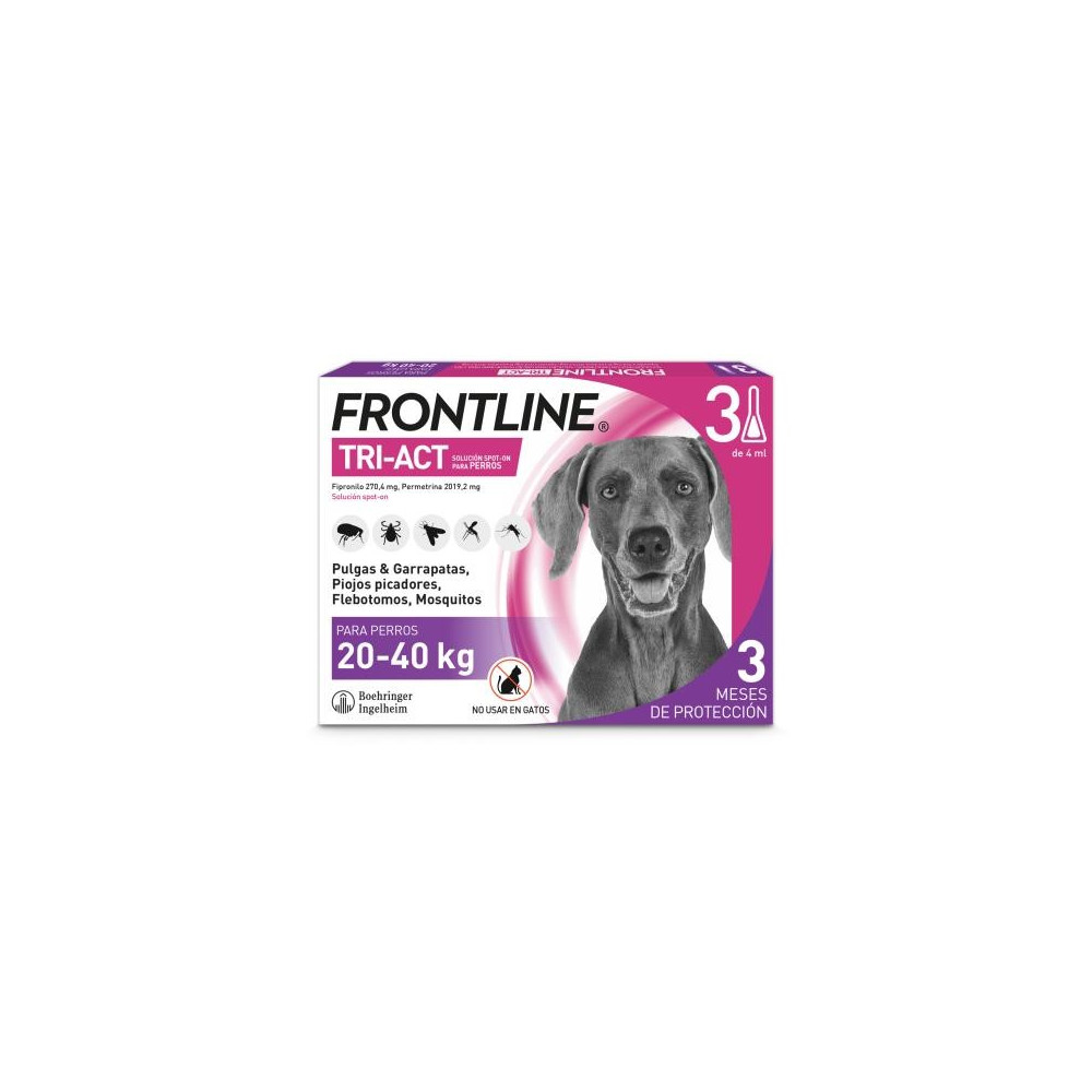 Frontline Tri-Act Solucion Spot-On para Perros caja con 3 pipetas 20-40kg