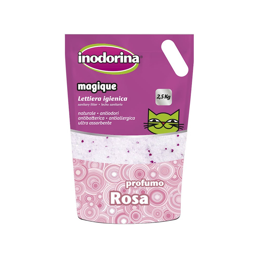 Inodorina Magique Gel Sílice Arena para Gatos Perfume Rosa. 5 Litros