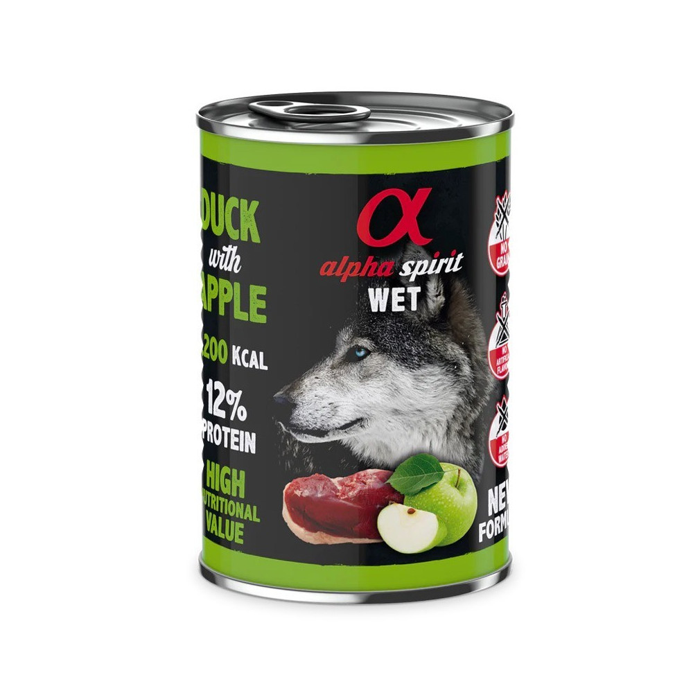 Alpha Spirit Húmedo Lata Pato con Manzana Verde 400 gr