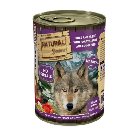 Natural Greatness Lata Pato y Conejo con Tomate, Manzana y Semillas de Hinojo 400 gr