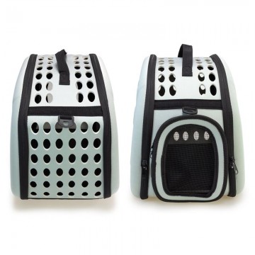 Arquivet Transportín Plegable Gris 42x27x32 cm (pequeñas mascotas)
