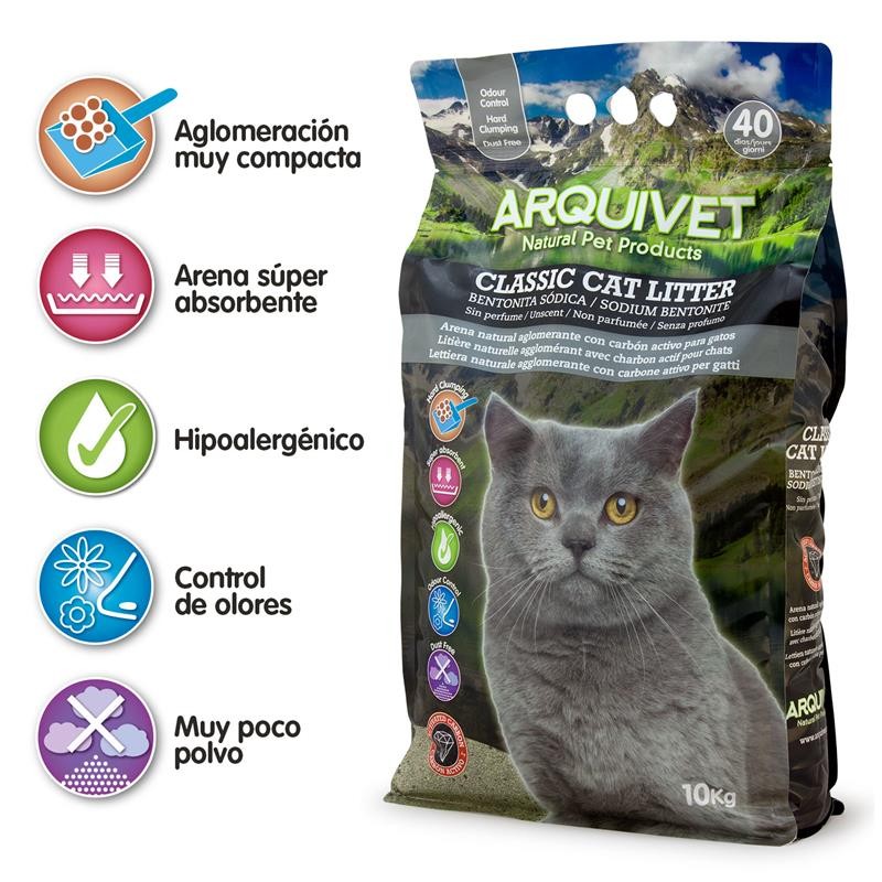 Arena para gatos granulada 100% bentonita natural sin aroma. Alto poder  absorbente y aglomerante; 20 kg Funda 1U