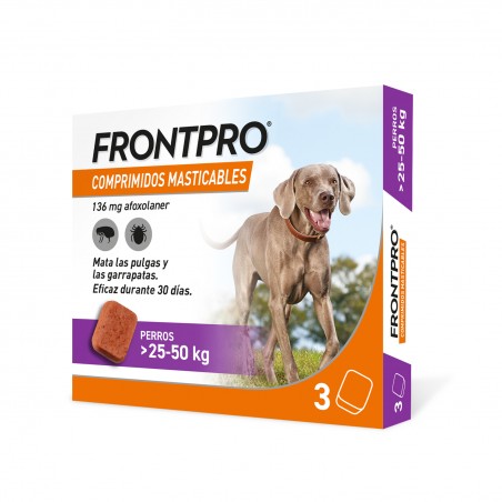 Frontpro Antiparasitario Para Perros Comprimidos Masticables 25 - 50 Kg 136 mg
