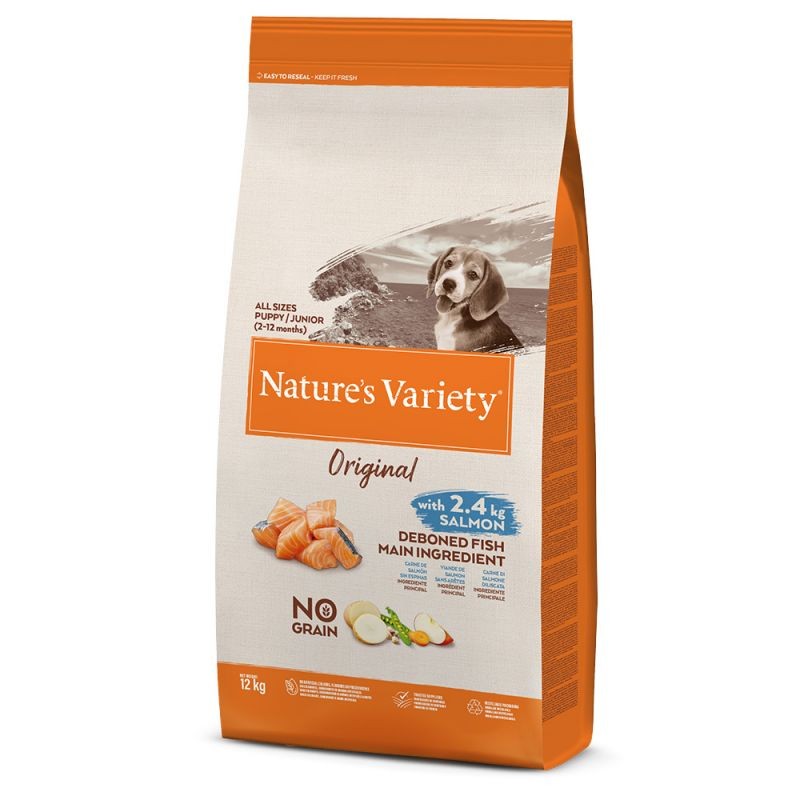 Pienso para cachorros sin cereales Nature´s Variety de salmón PESO 12 Kg