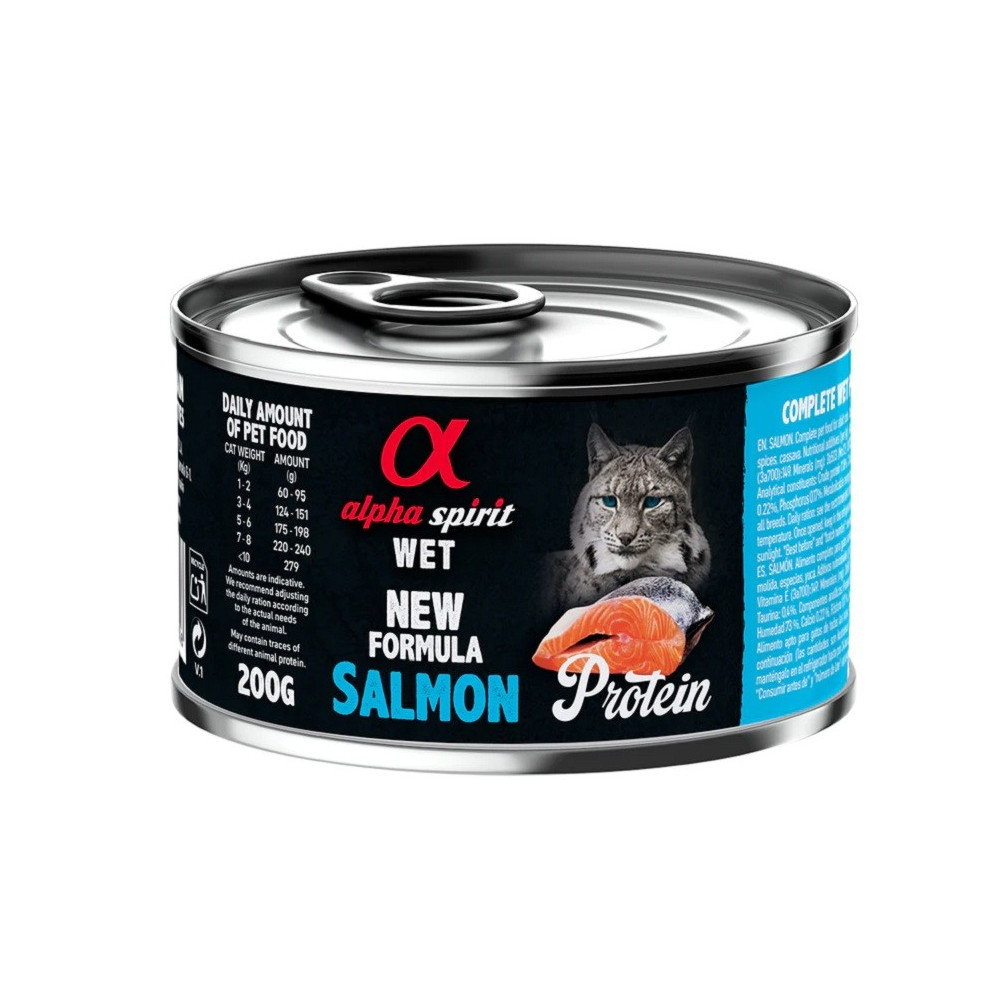 Alpha Spirit Húmedo Lata 200 gr Protein para Gatos Salmón