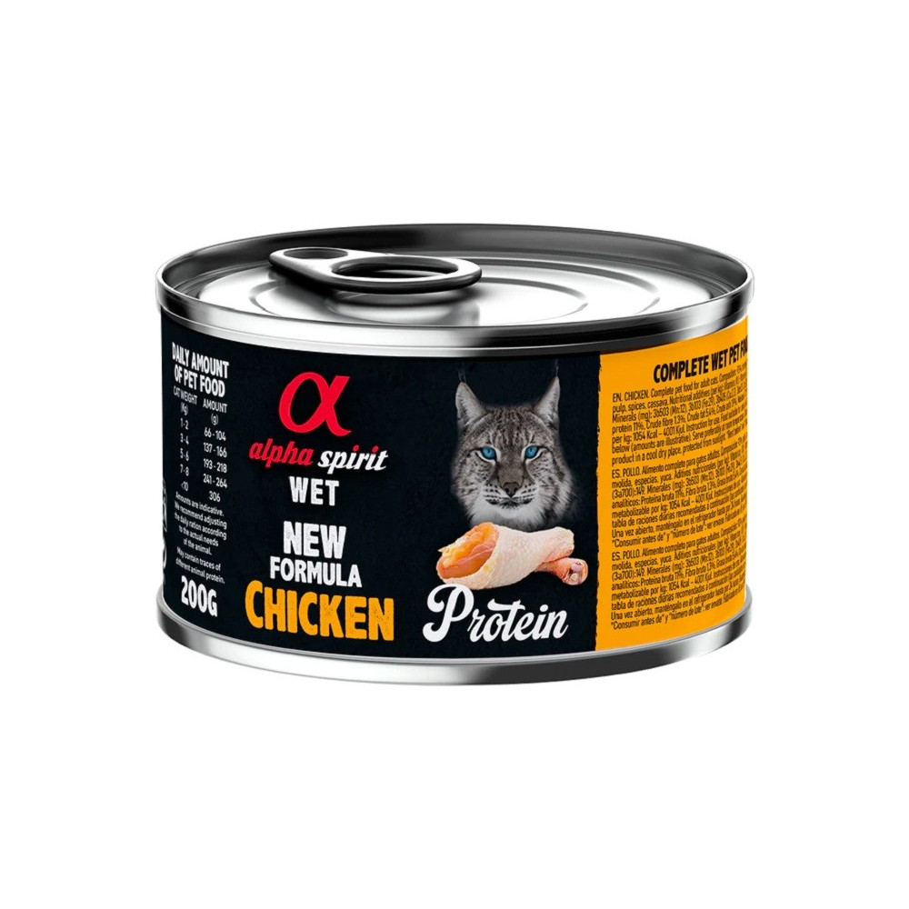 Alpha Spirit Húmedo Lata 200 gr Protein para Gatos Pollo