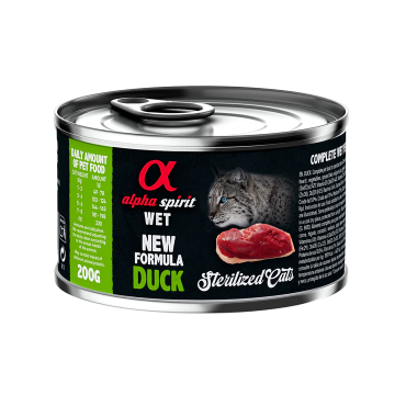 Alpha Spirit Húmedo Lata para Gatos Esterilizados 200g sabor pato