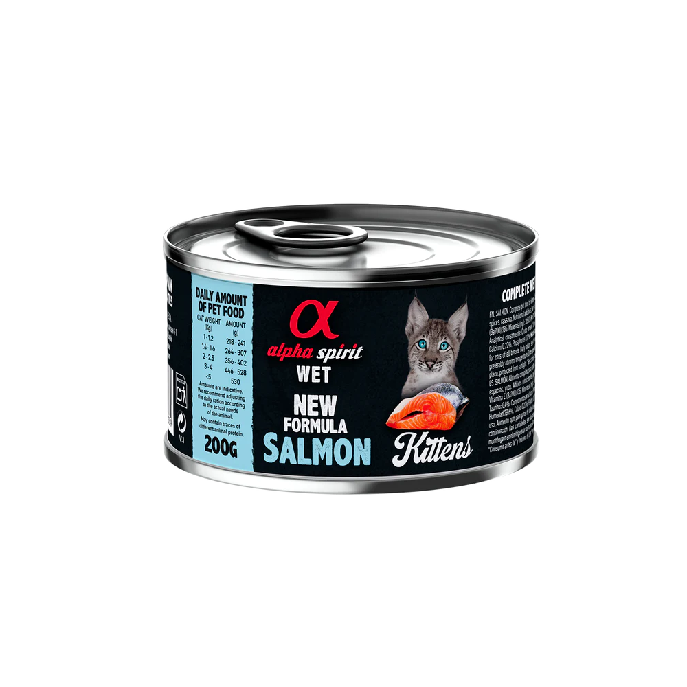 Alpha Spirit Húmedo Lata para gatitos 200gr sabor salmón
