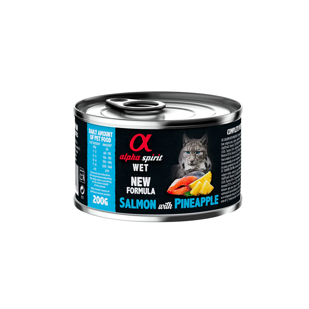 Alpha Spirit Húmedo Lata Gatos 200 gr Salmón con piña