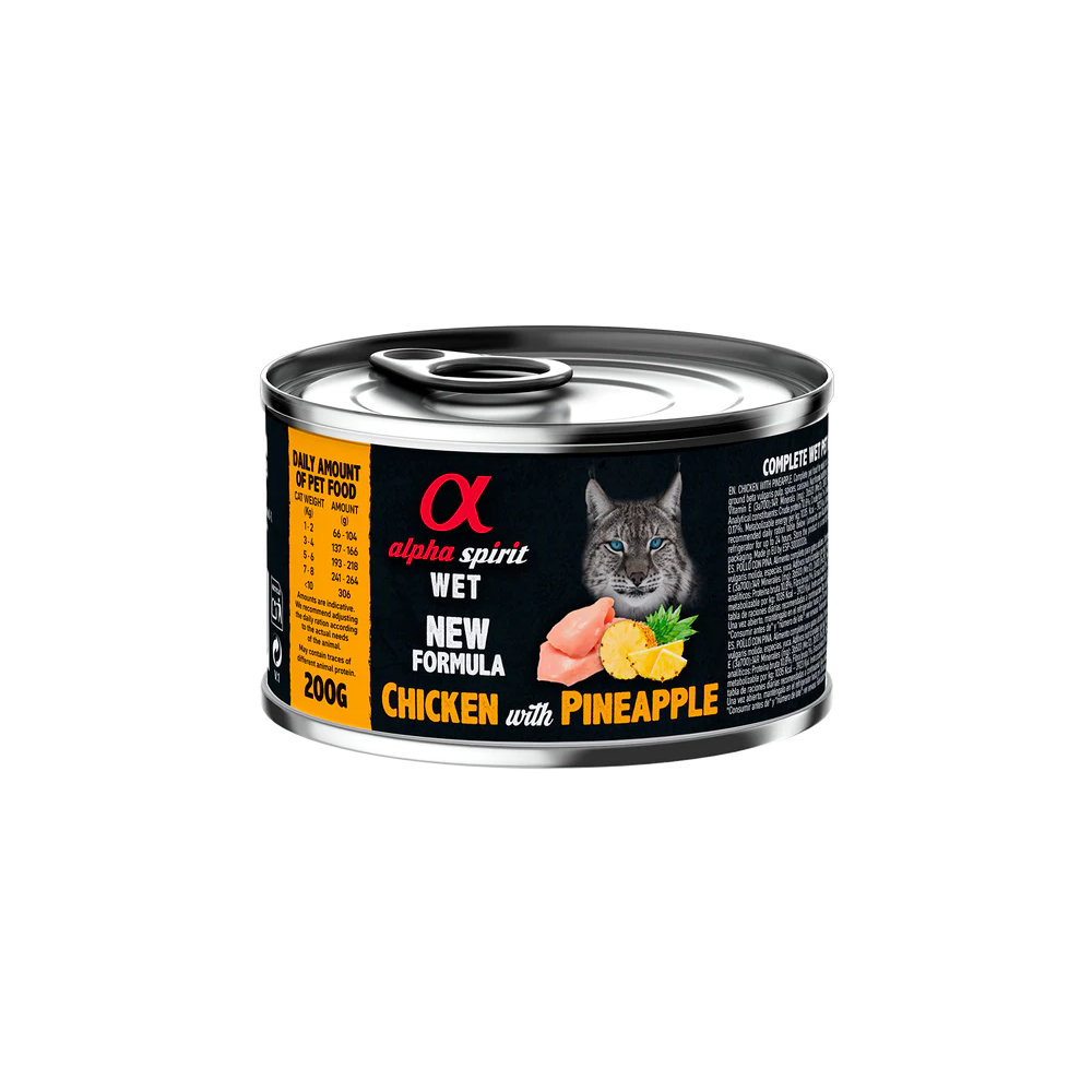 Alpha Spirit Húmedo Lata Gatos 200 gr pollo con piña