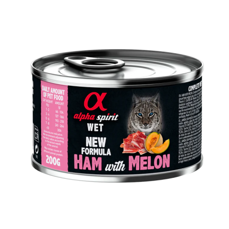 Alpha Spirit Húmedo Lata Gatos 200 gr jamón con melón