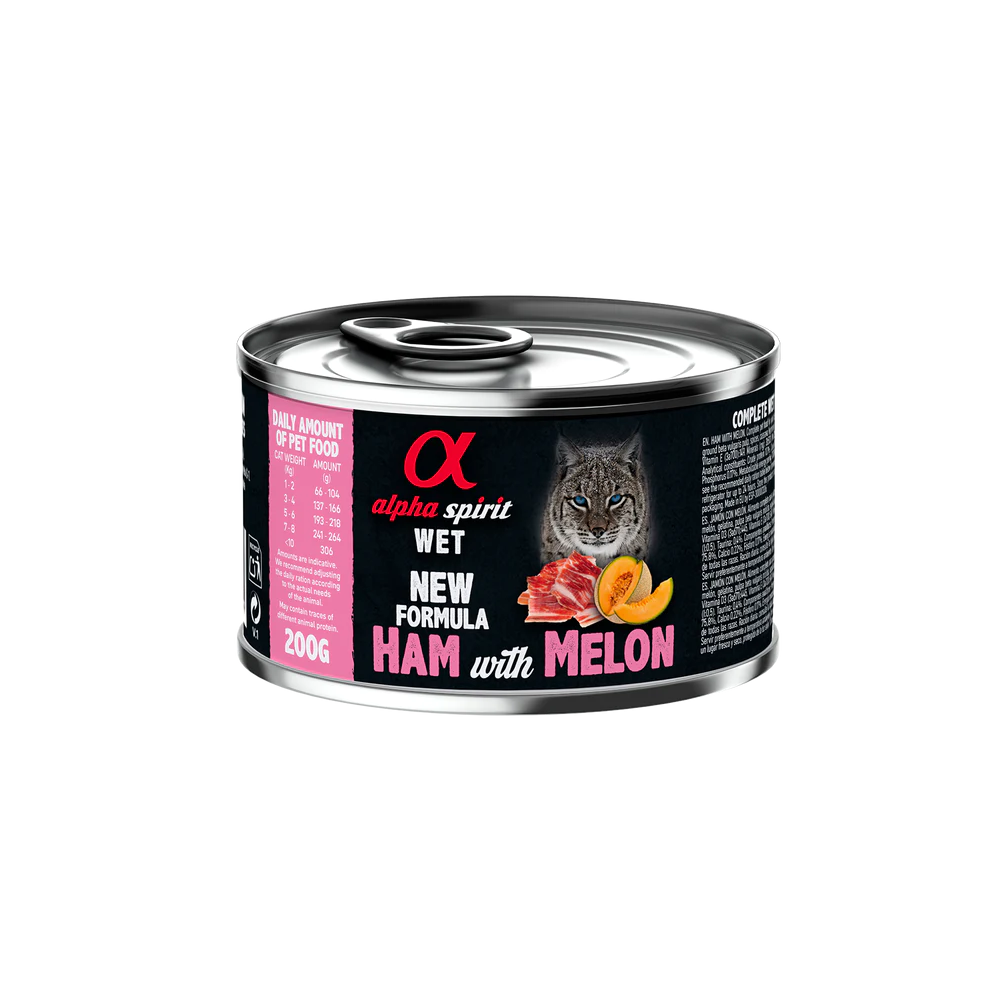 Alpha Spirit Húmedo Lata Gatos 200 gr jamón con melón