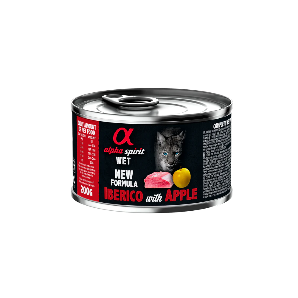 Alpha Spirit Húmedo Lata Gatos 200 gr Cerdo con manzana amarilla