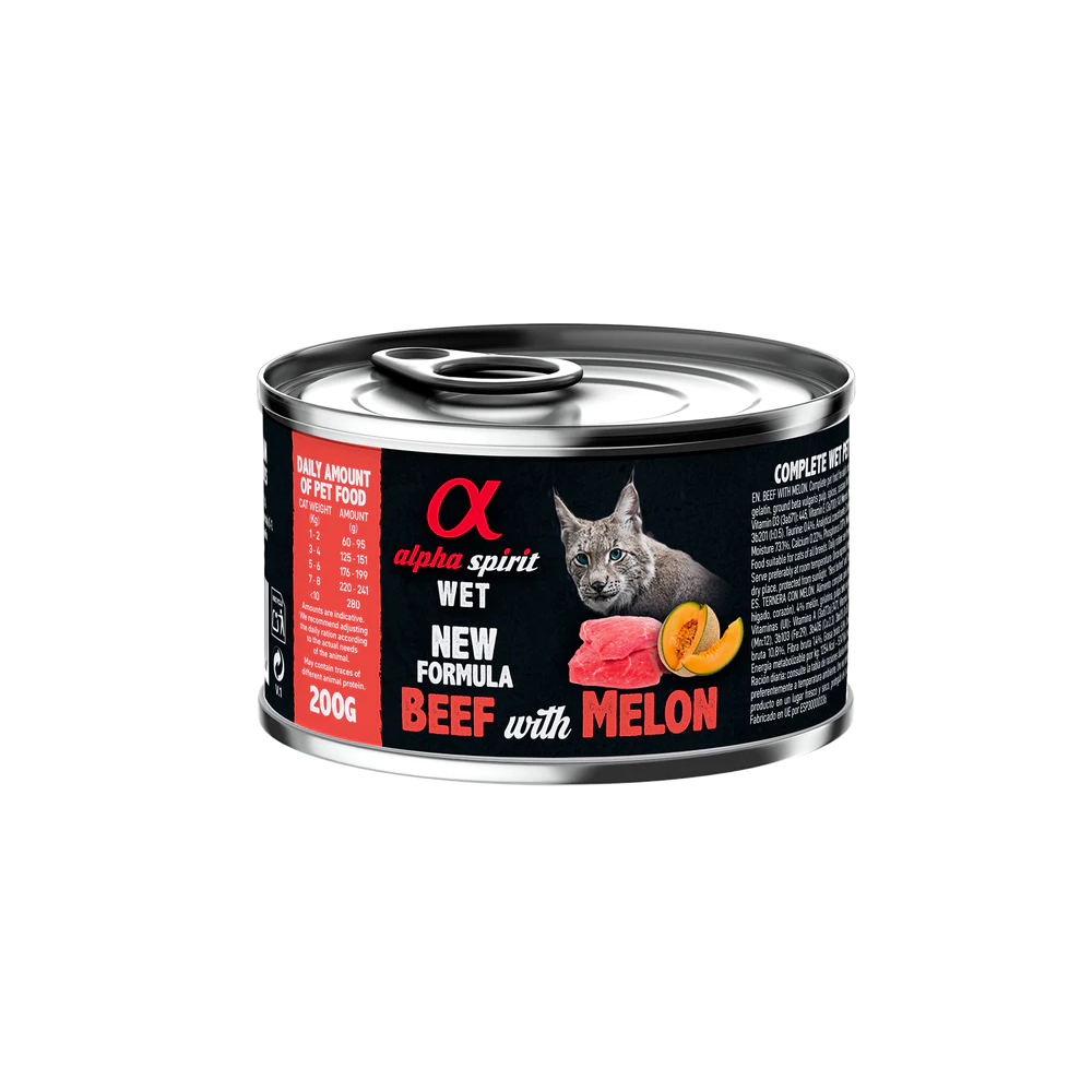 Alpha Spirit Húmedo Lata Gatos 200 gr Ternera con melón