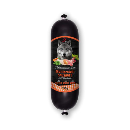 Alpha Spirit Húmedo Salchicha "Mediterranean Diet" 350 gr para perros MULTIPROTEIN