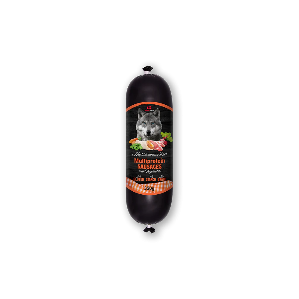 Alpha Spirit Húmedo Salchicha "Mediterranean Diet" 350 gr para perros MULTIPROTEIN