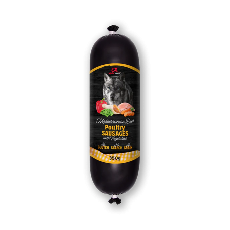 Alpha Spirit Húmedo Salchicha "Mediterranean Diet" 350 gr para perros aves de corral